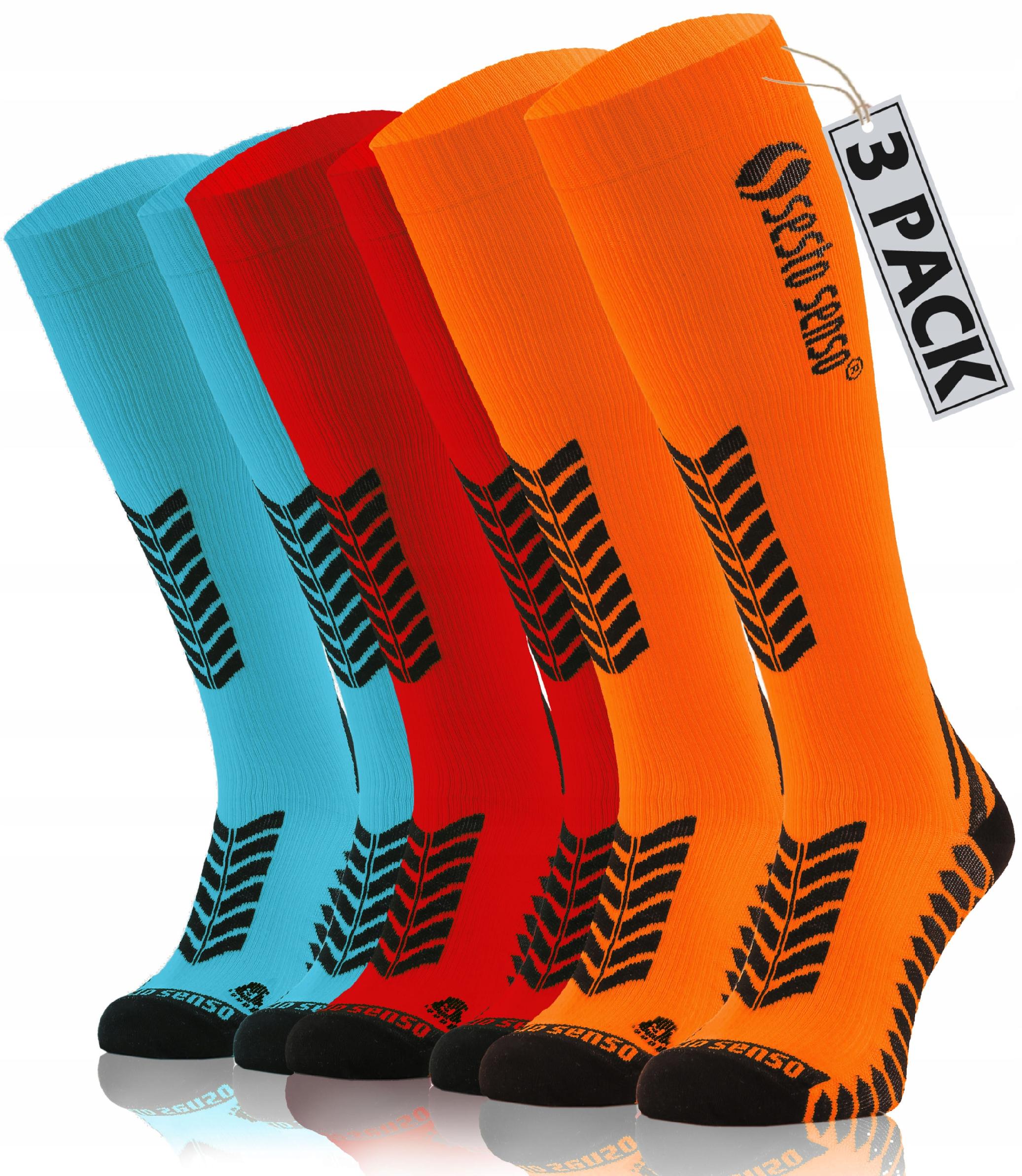 Sesto Senso 3 pary wysokich skarpet do biegania 43-46 wielokolorowe