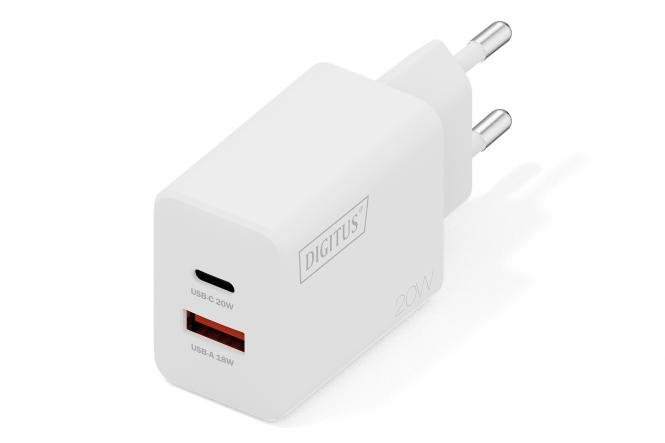 Digitus Usb Nabíječka 20W, 1x Usb-c, 1x Usb-a