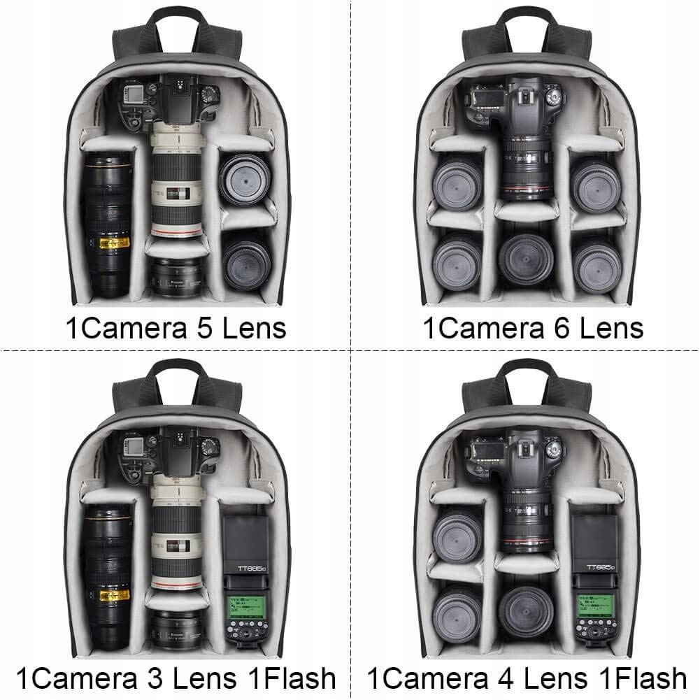 CADeN Plecak Na Aparat Wodoodporny Torba Na Kamerę Sony Canon Nikon Czarny — miniatura 4