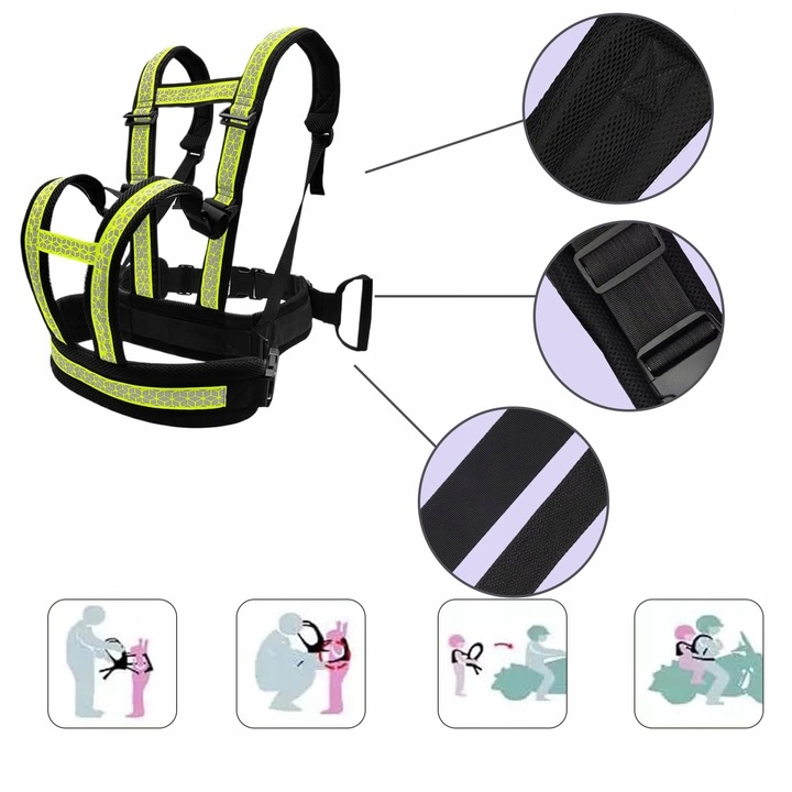 PAS BEZPIECZEŃSTWA DLA DZIECKA SZELKI NA MOTOR MOTOCYKL Rozmiar uniwersalny