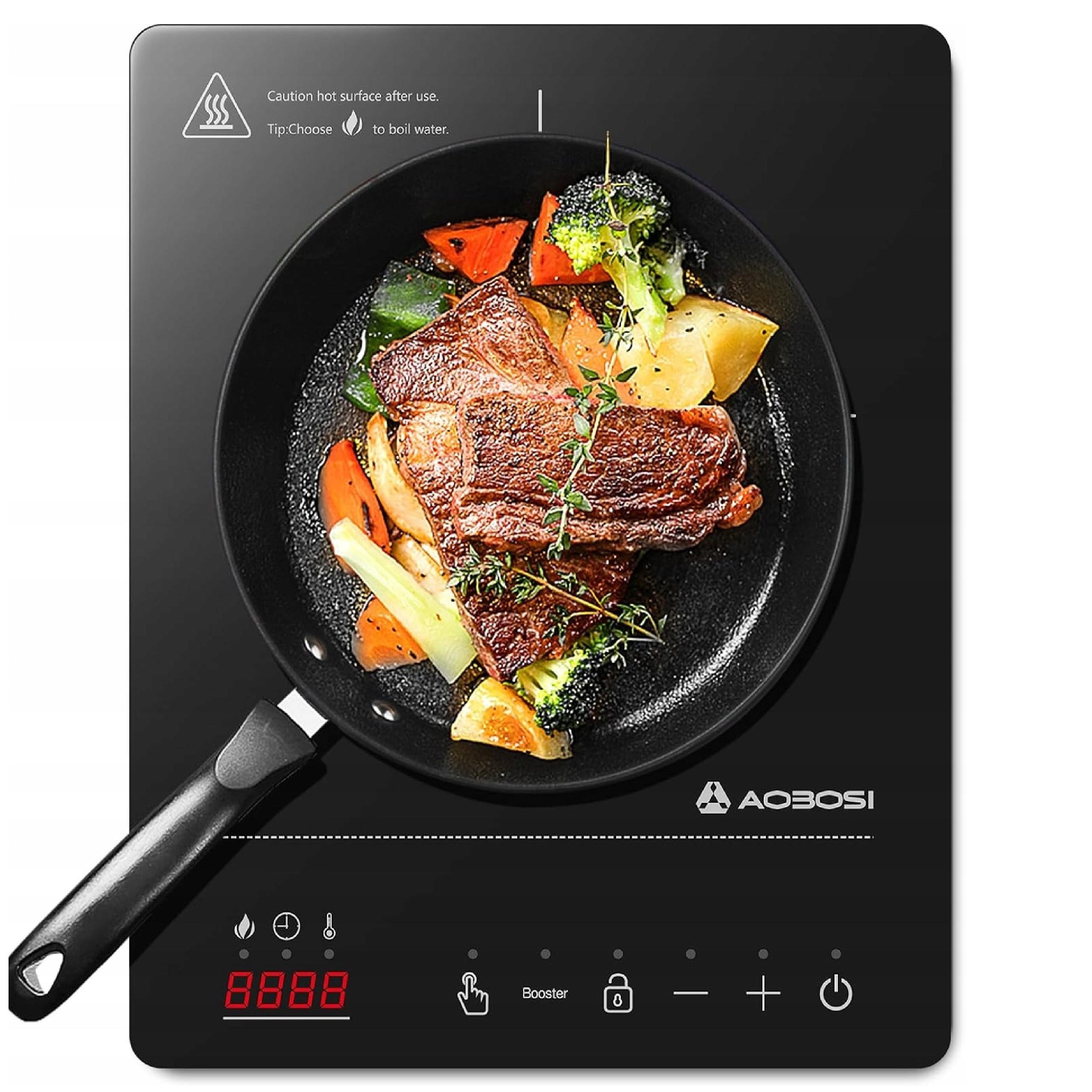 Kuchenka indukcyjna przenośna pojedyncza Aobosi 2000w czarna nablatowa