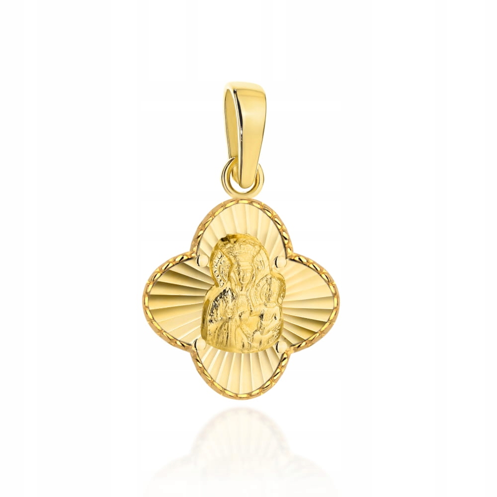 Zlatý medailon 585 Panna Maria Čenstochovská v diamantovém jeteli