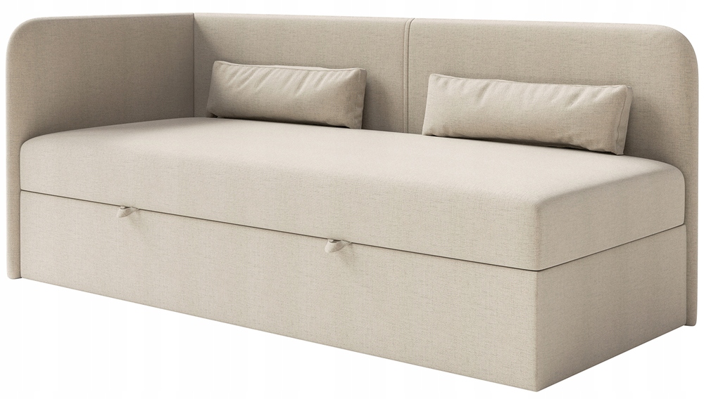 Postel pro mláděž 90x200 cm Calmmo kontejner světle béžová šenilová levá