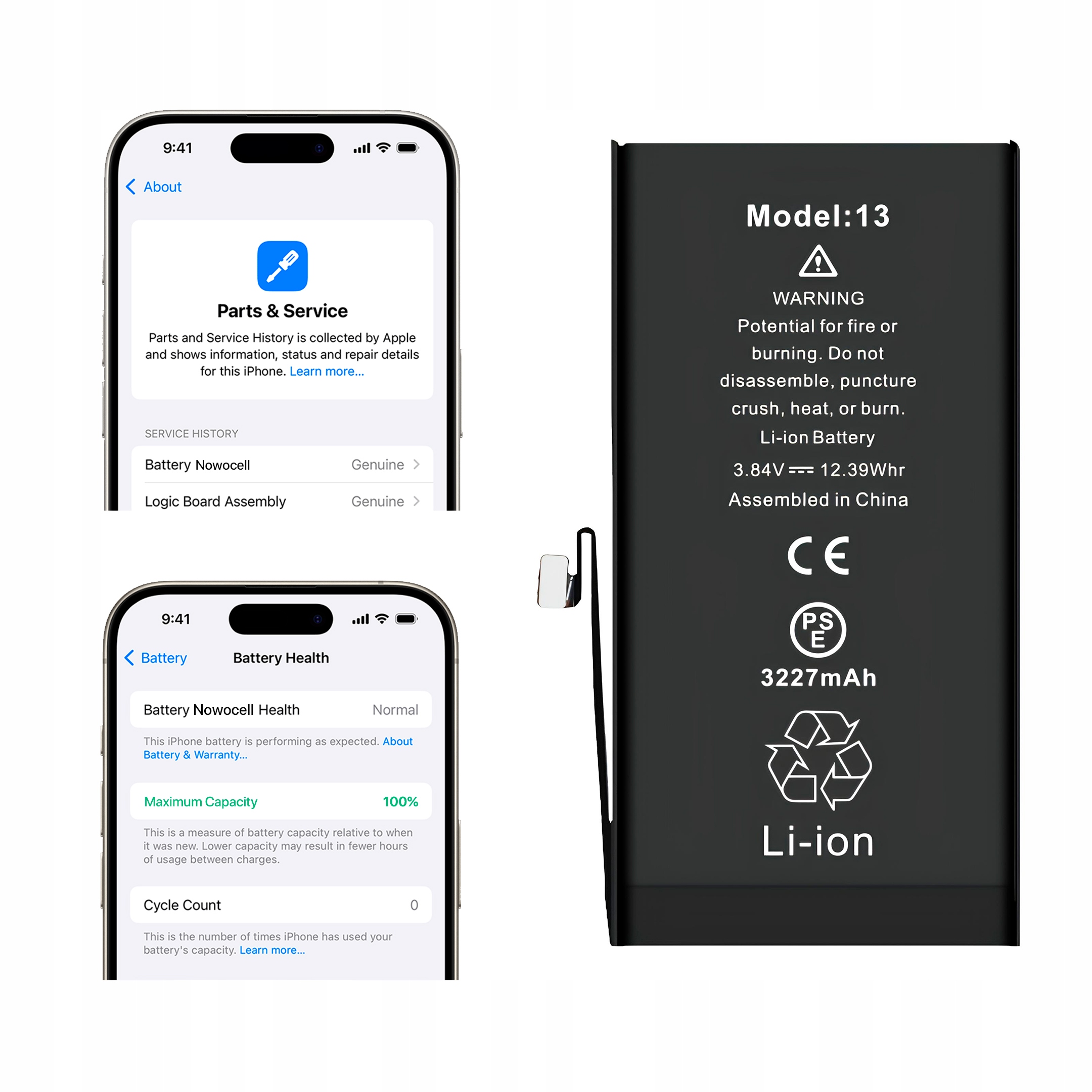 Baterie pro iPhone 13 Bez Zprávy 3227 mAh Oem Kvalita Kondice 100%