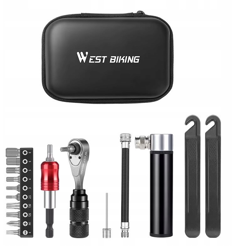 West Biking Zestaw Kluczy Rowerowych Pro Grzechotka Łyżki Pompka Bity