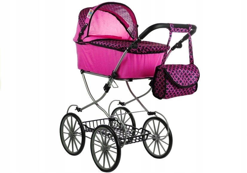 DUŻY WÓZEK RETRO DLA LALEK GŁĘBOKA GONDOLA TORBA Marka bez marki