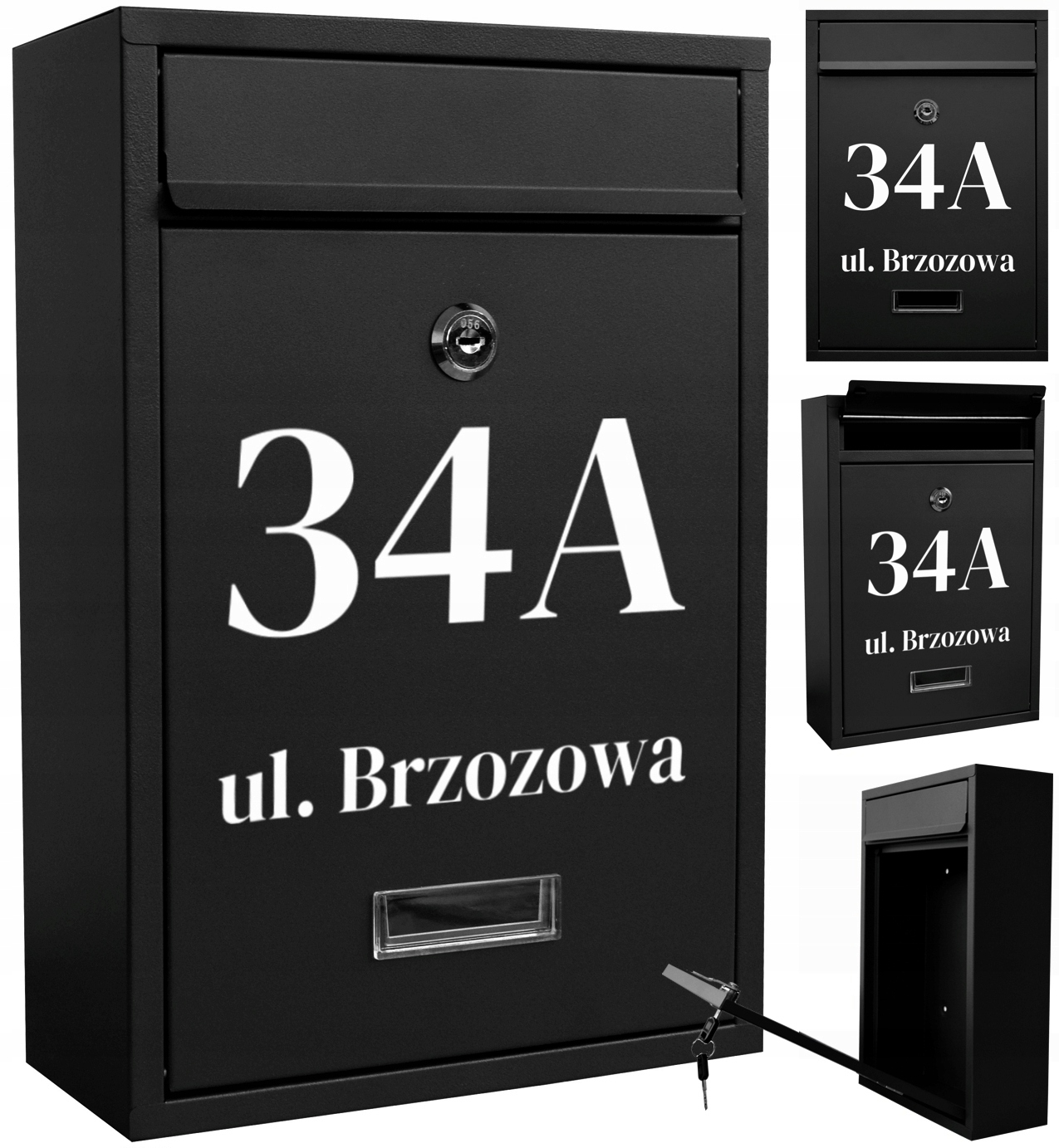 Skrzynka Na Listy Z Numerem Domu Pocztowa Czarny Mat Uv