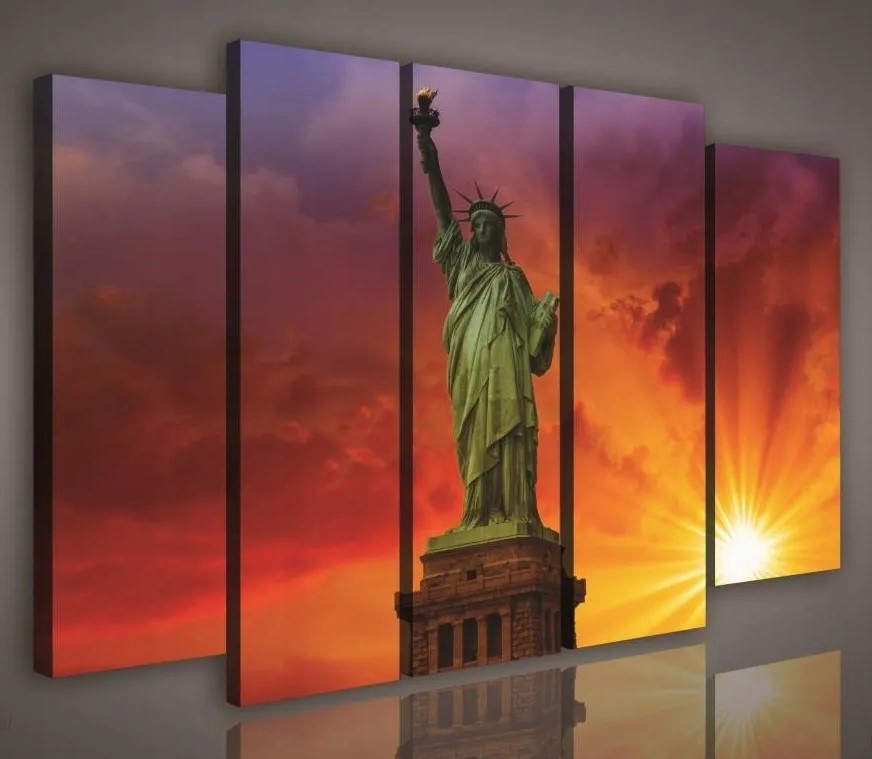 Obraz 150x100 Socha svobody západ slunce New York svoboda symbol