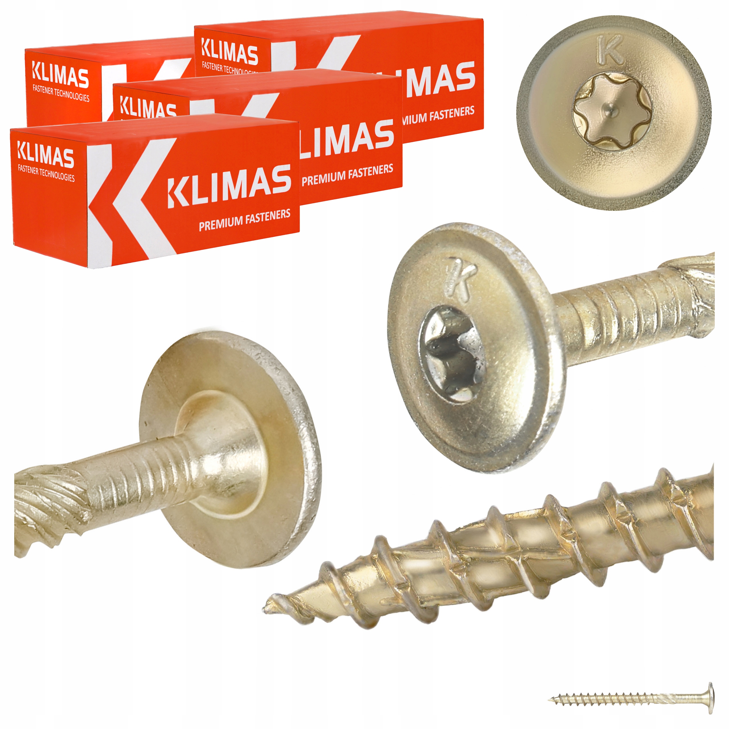 Tesařské vruty Torx 5x60 mm 600 ks talířové na dřevo Klimas Wkcp