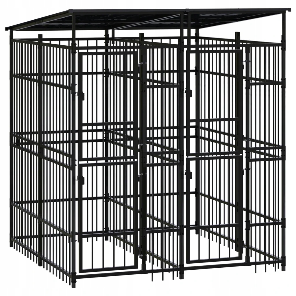 Levně Kotec venkovní pro psy, se zastřešením, ocelová, 3,69 m²