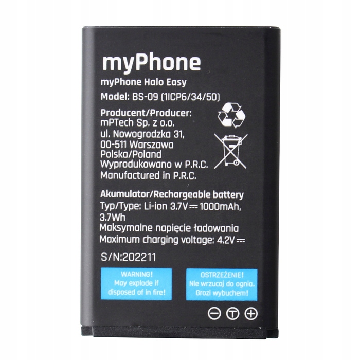 Nowy Akumulator Myphone Halo Easy BS-09