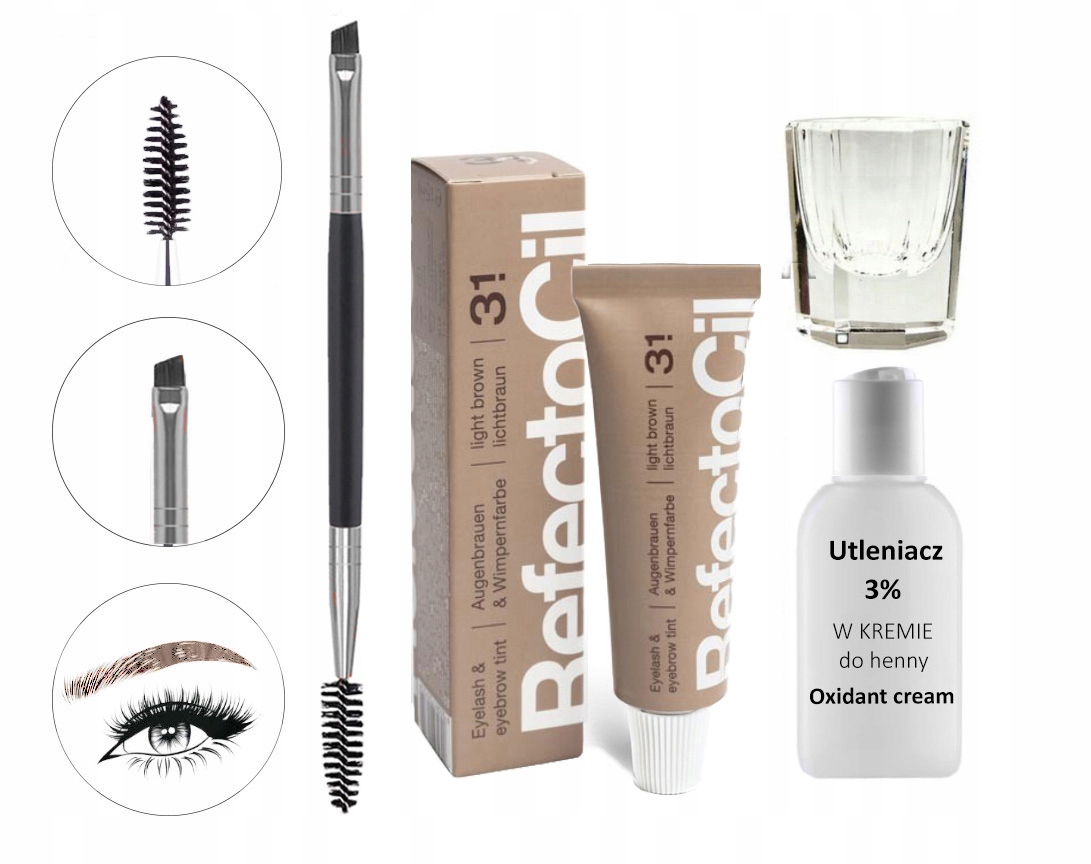 RefectoCil henna żelowa do rzęs Jasny brąz -zestaw