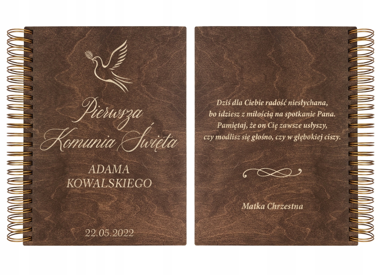DREWNIANY ALBUM NA ZDJĘCIA PREZENT PAMIĄTKA PIERWSZA KOMUNIA ŚWIĘTA Wykonanie albumu inny