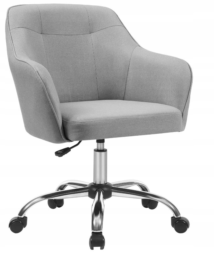 Krzesło biurowe obrotowe domowe szare tapicerowane imitacja lnu