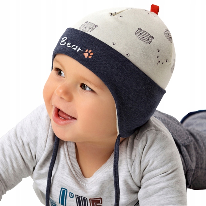 

Czapka Chłopięca Wiązana Bawełna kolory r 44 46