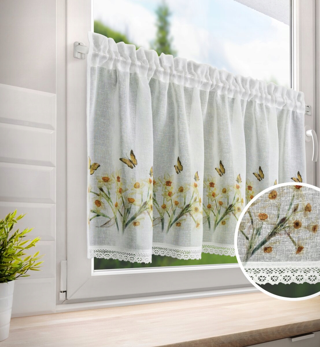 ZAZDROSKA FIRANA DO KUCHNI 60X150 FLORA EUROFIRANY Materiał poliester