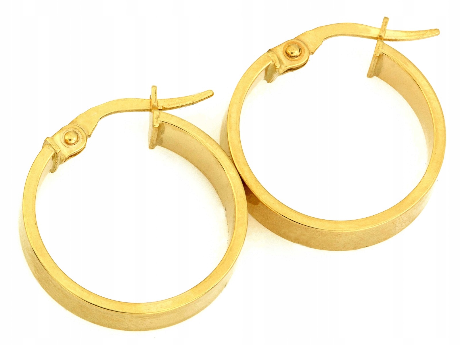 Náušnice Kola Zlaté 585 široké lesklé módní 19 mm jako dárek