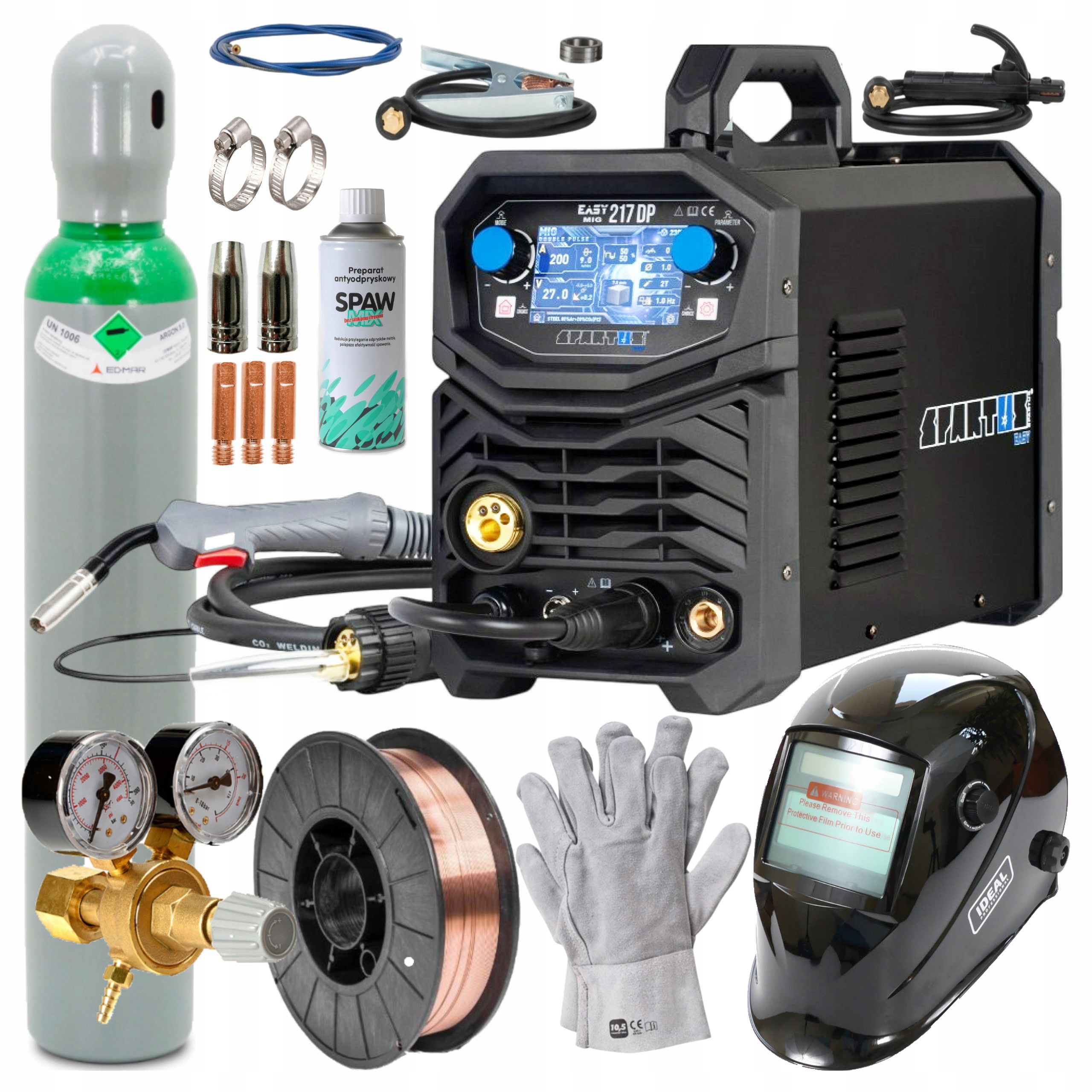 Spawarka podwójny puls Spartus EasyMIG 217 Dual Pulse do aluminium Nowy LCD