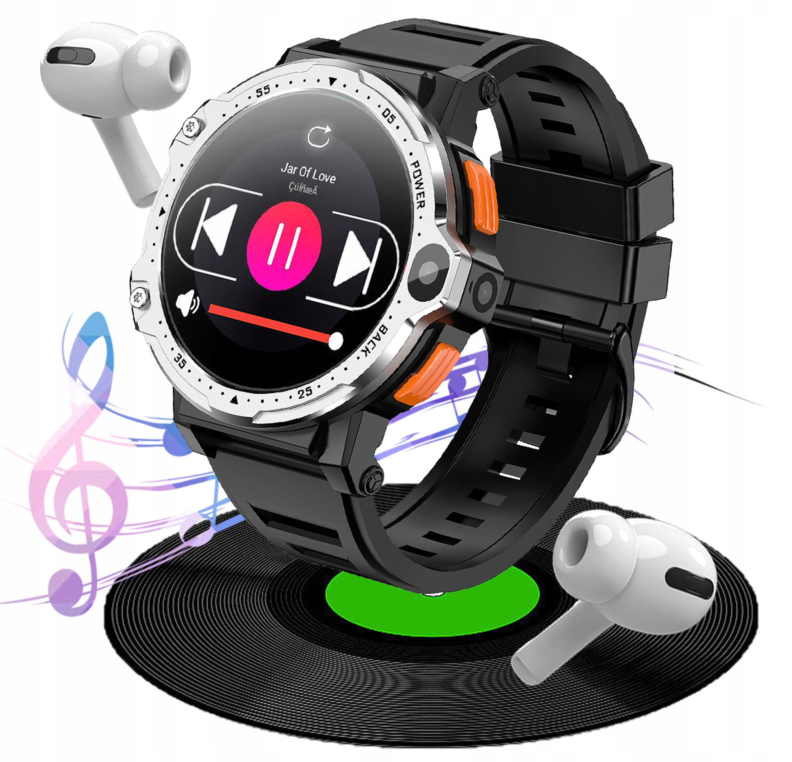 SMARTBAND SMARTWATCH ZEGAREK SPORTOWY OPASKA SPORTOWA AMOLED PL FIT SMS IOS Kolor dominujący czarny