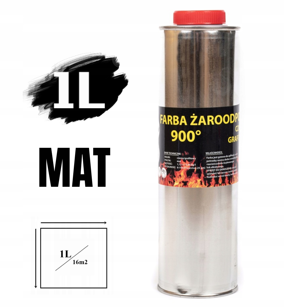 Lakier żaroodporny czarny mat 1000 ml