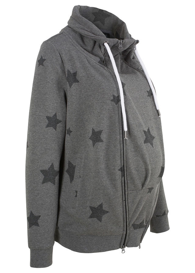 Z3511 BLUZA CIĄŻOWA ZE WSTAWKĄ SZARY MELANŻ R48/50