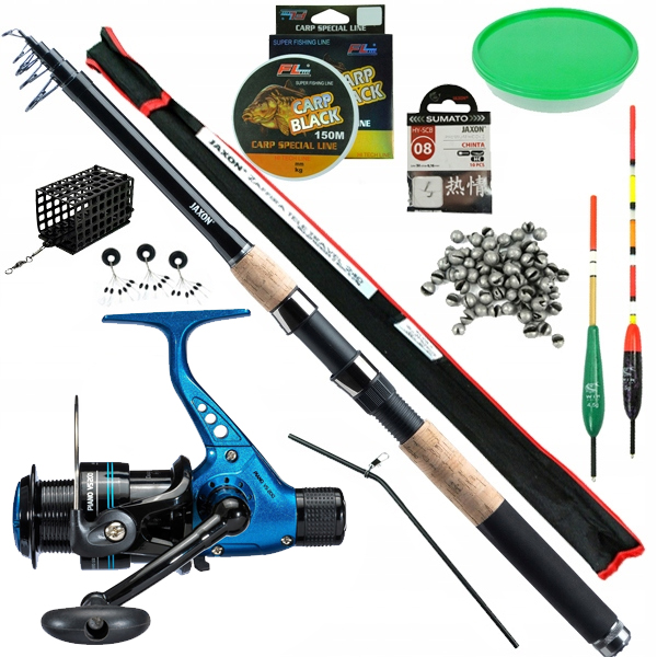 Rybářský set Jaxon Rybářský teleskop, Naviják, Vlasec, splávkový košík