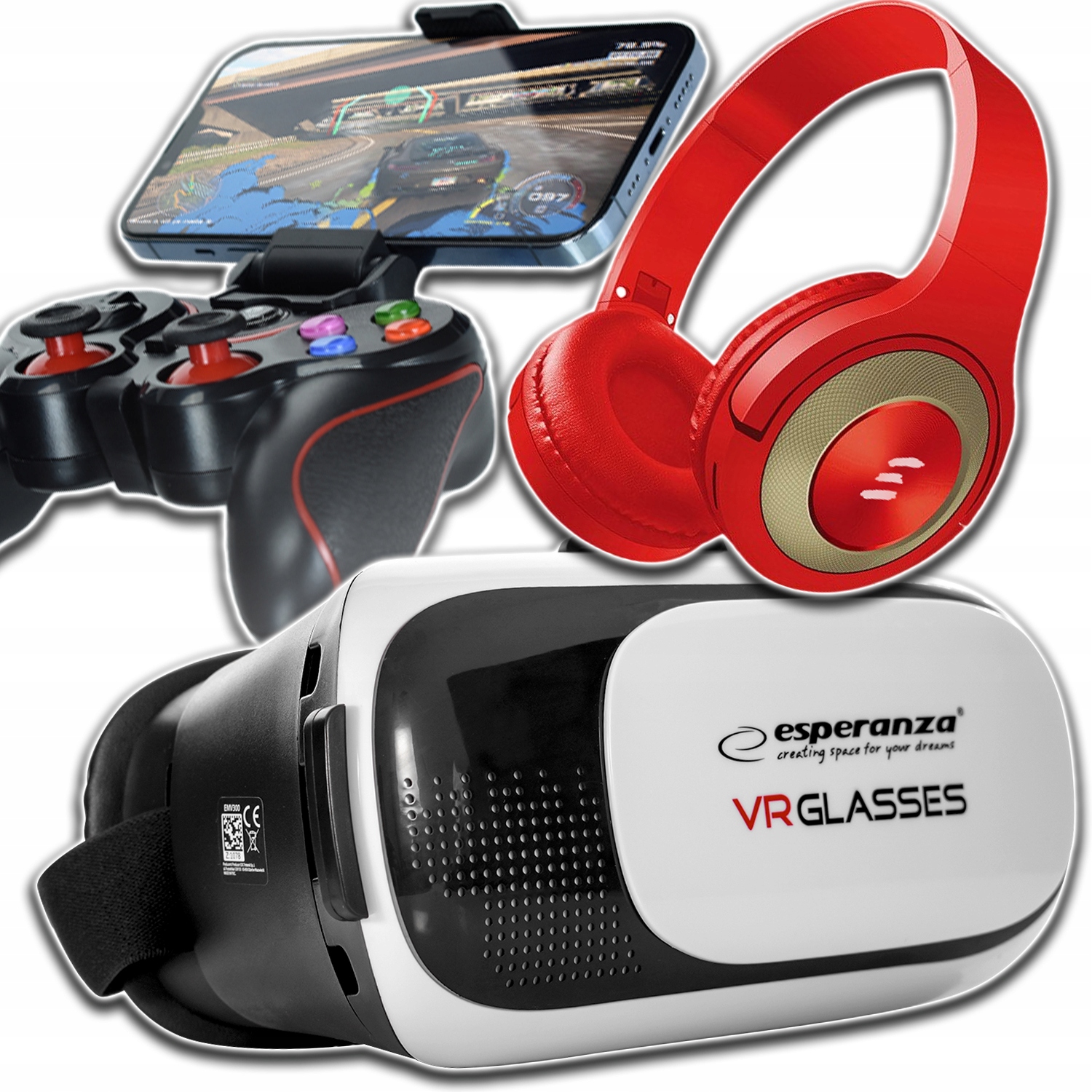 Brýle Vr 3D Brýle Pro Telefon Gamepad Bluetooth Bezdrátová Sluchátka