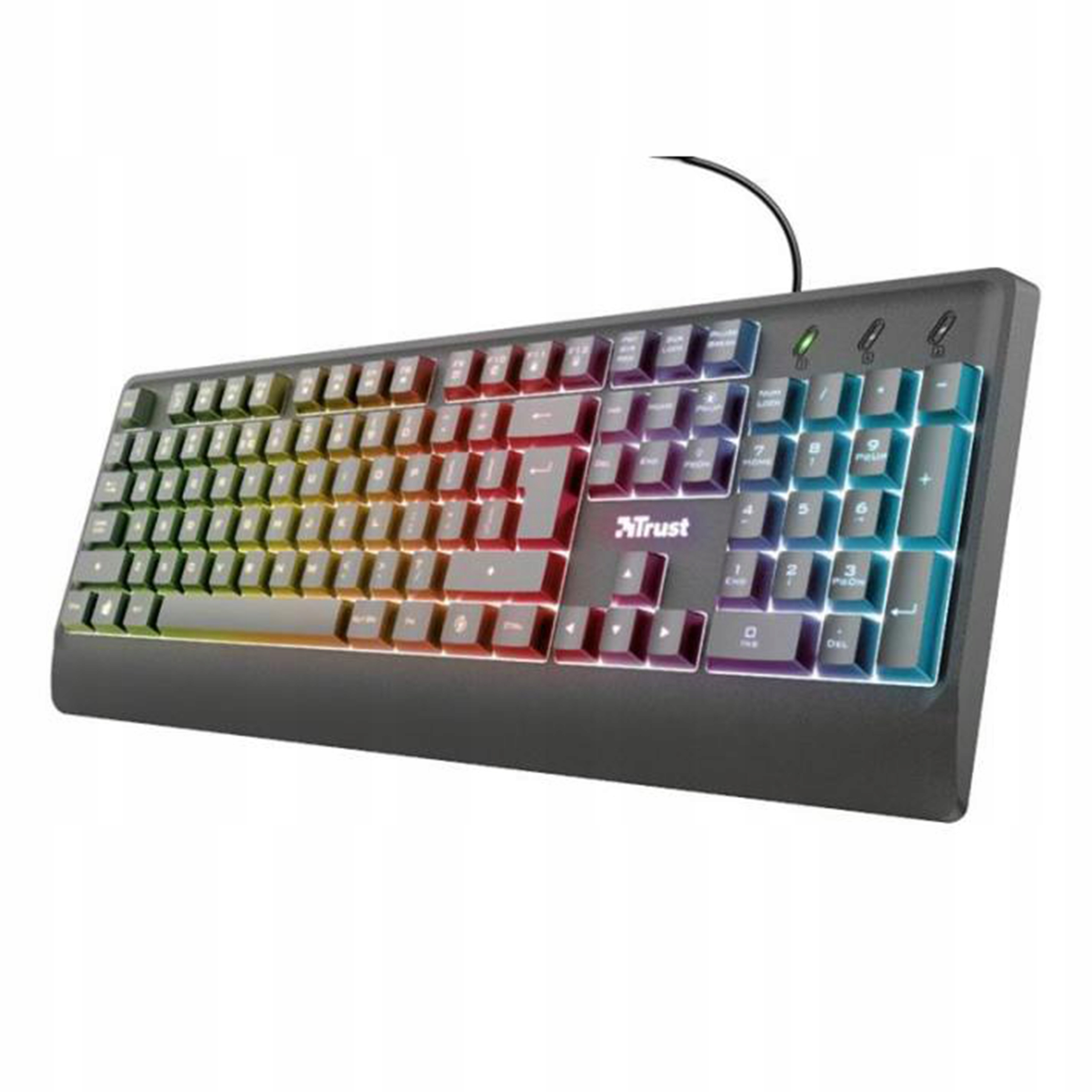 Kabelová podsvícená klávesnice Usb Trust Ziva Rgb 104, tiché klávesy
