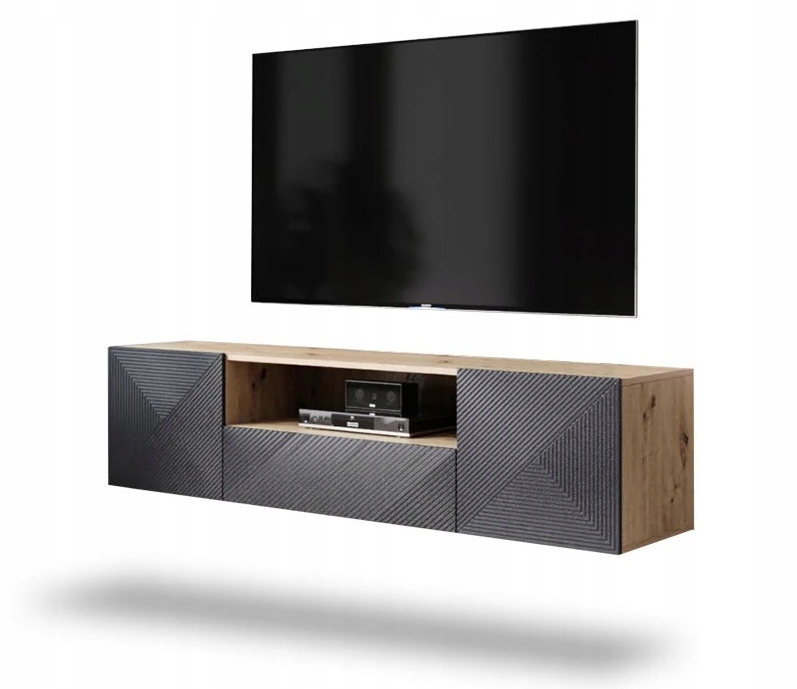 SAFKA PÓŁKA RTV WISZACA POD TELEWIZOR do salonu Asha LOFT DĄB ARTISAN 167CM