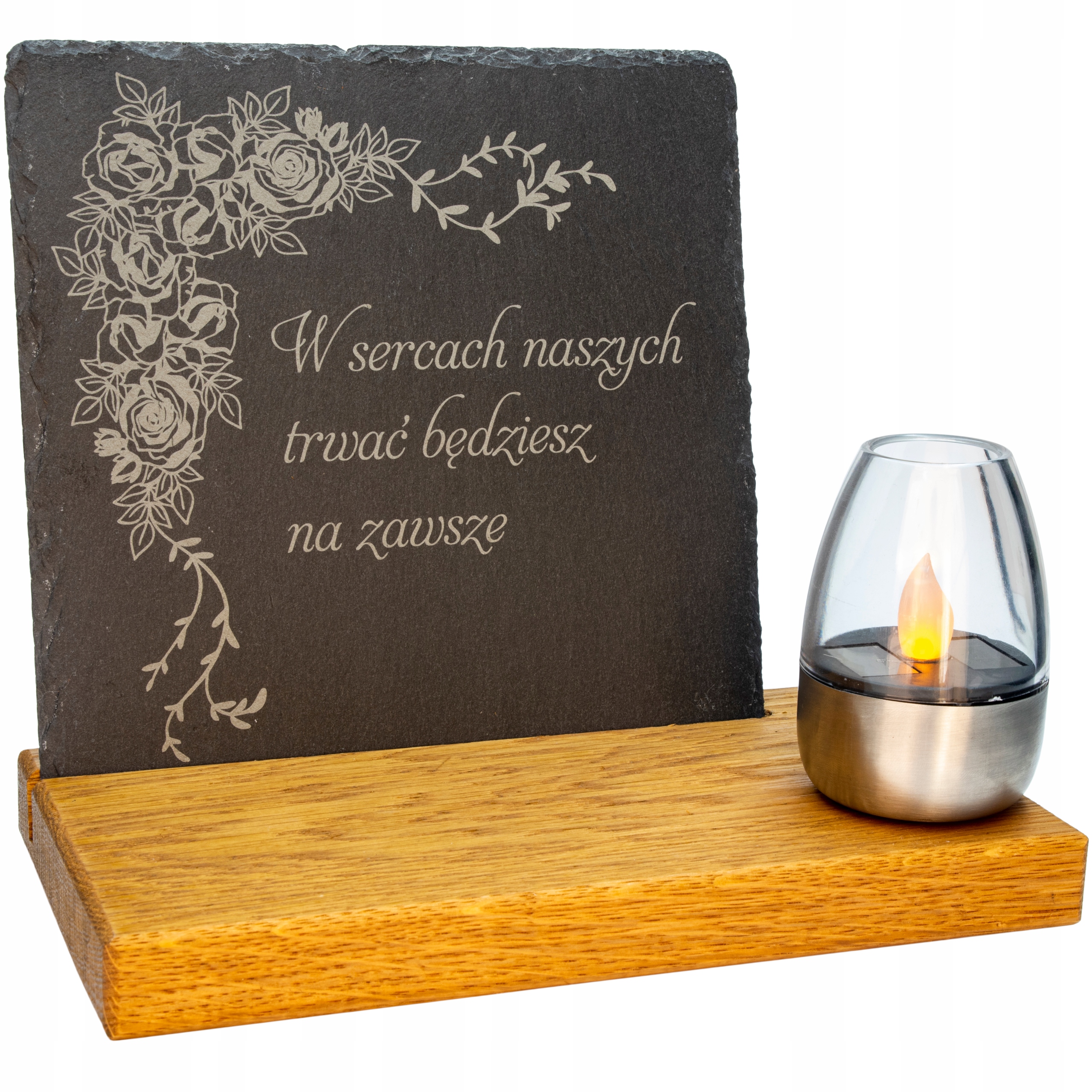 Solární Led Socka Hřbitovní Svíčka na hřbitov Hrob Velký Dubový Kámen Gravírování