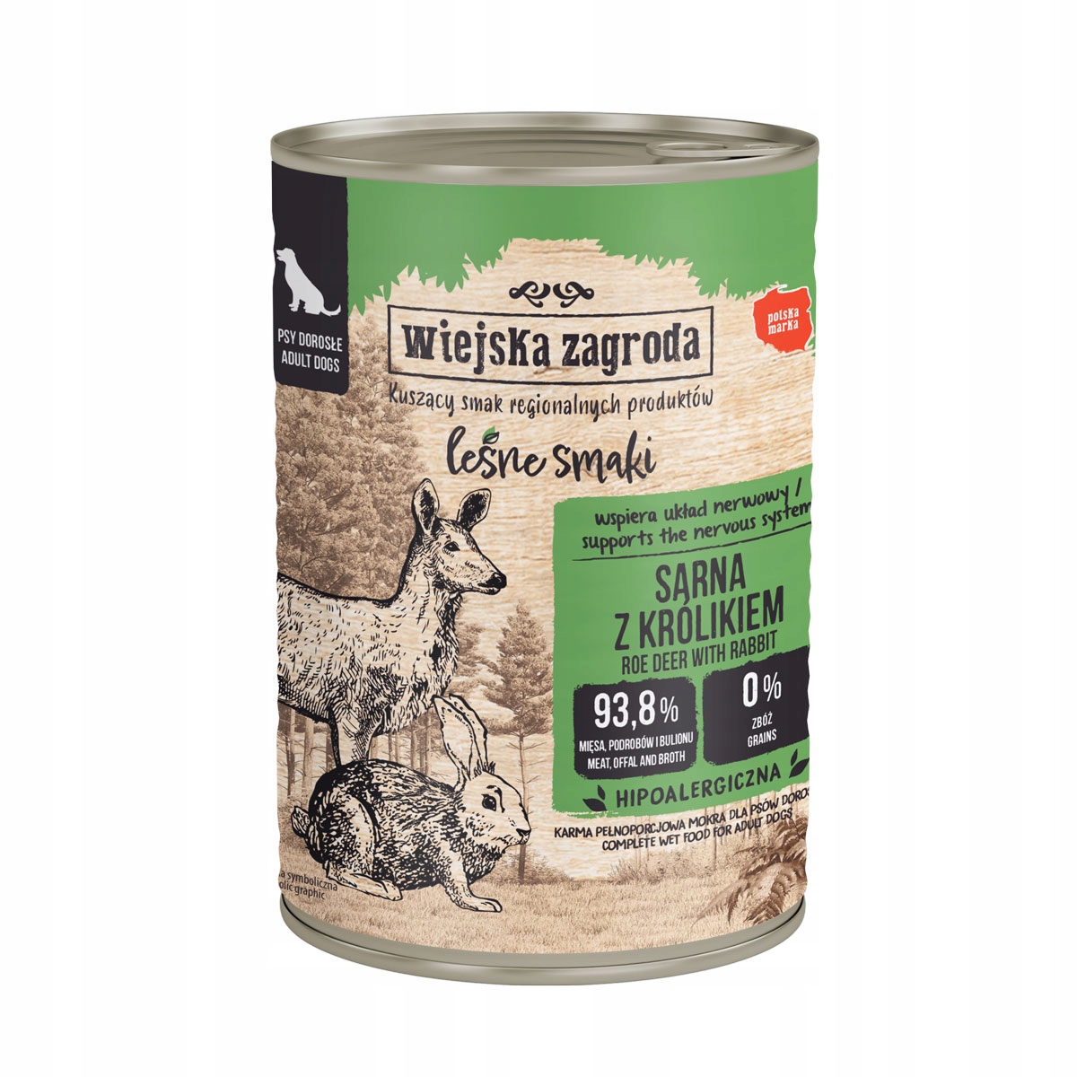Wiejska Zagroda Vlhké krmivo pro psy Adult Srna Králík 12x400g