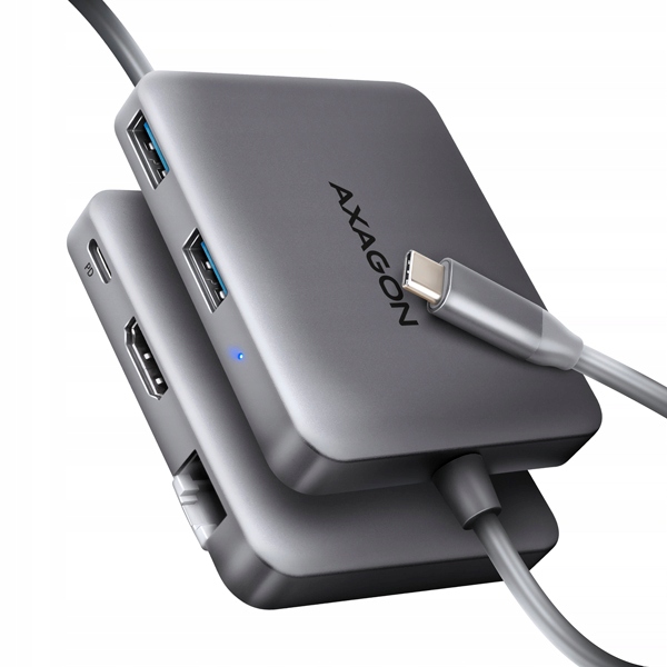 Axagon HMC-5HL, Usb 5Gbps hub, 2x Usb-a, Hdmi 4k/ 60Hz, RJ-45 Glan, Pd…