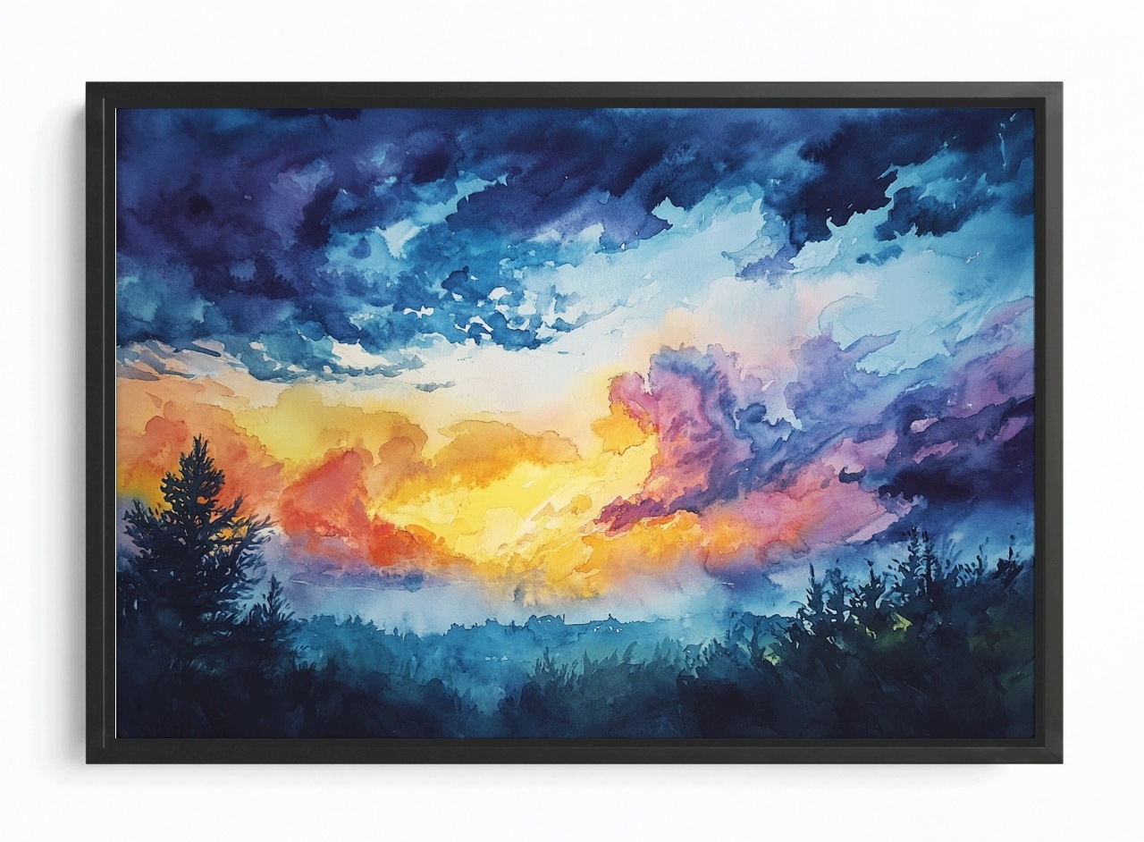 Obraz Rama American Box Krajina Nebe Mraky Slunce Bouře Počasí 60x40