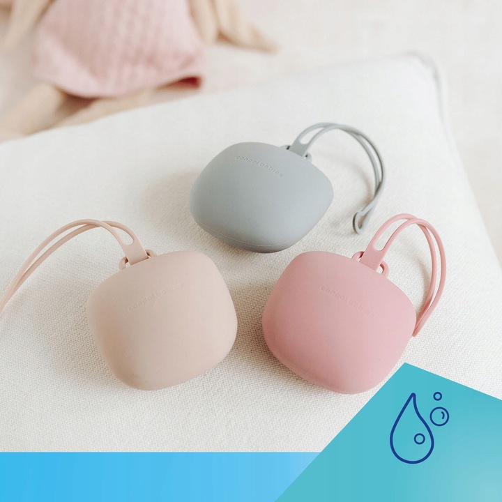 CANPOL Silikonowe etui pojemnik na smoczki szary Pojemność dwa smoczki