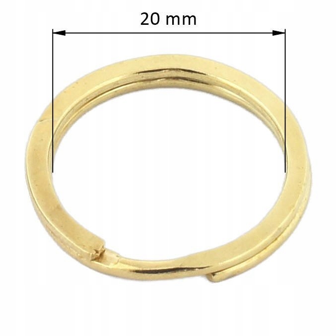 KÓŁKA PŁASKIE do kluczy breloka 20 mm 100szt ZŁOTE Marka 3D Rings