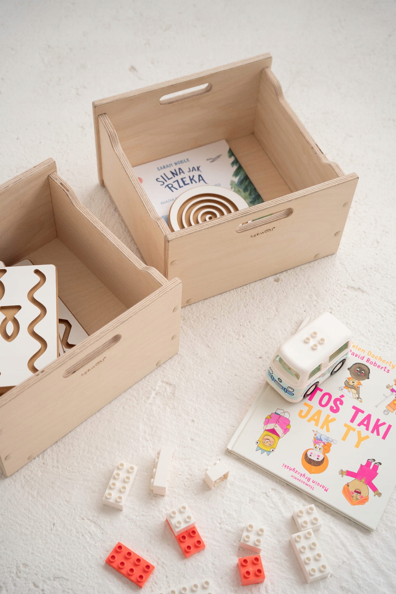 Duży BOX drewniana skrzynka na zabawki i inne cuda szary Marka inna