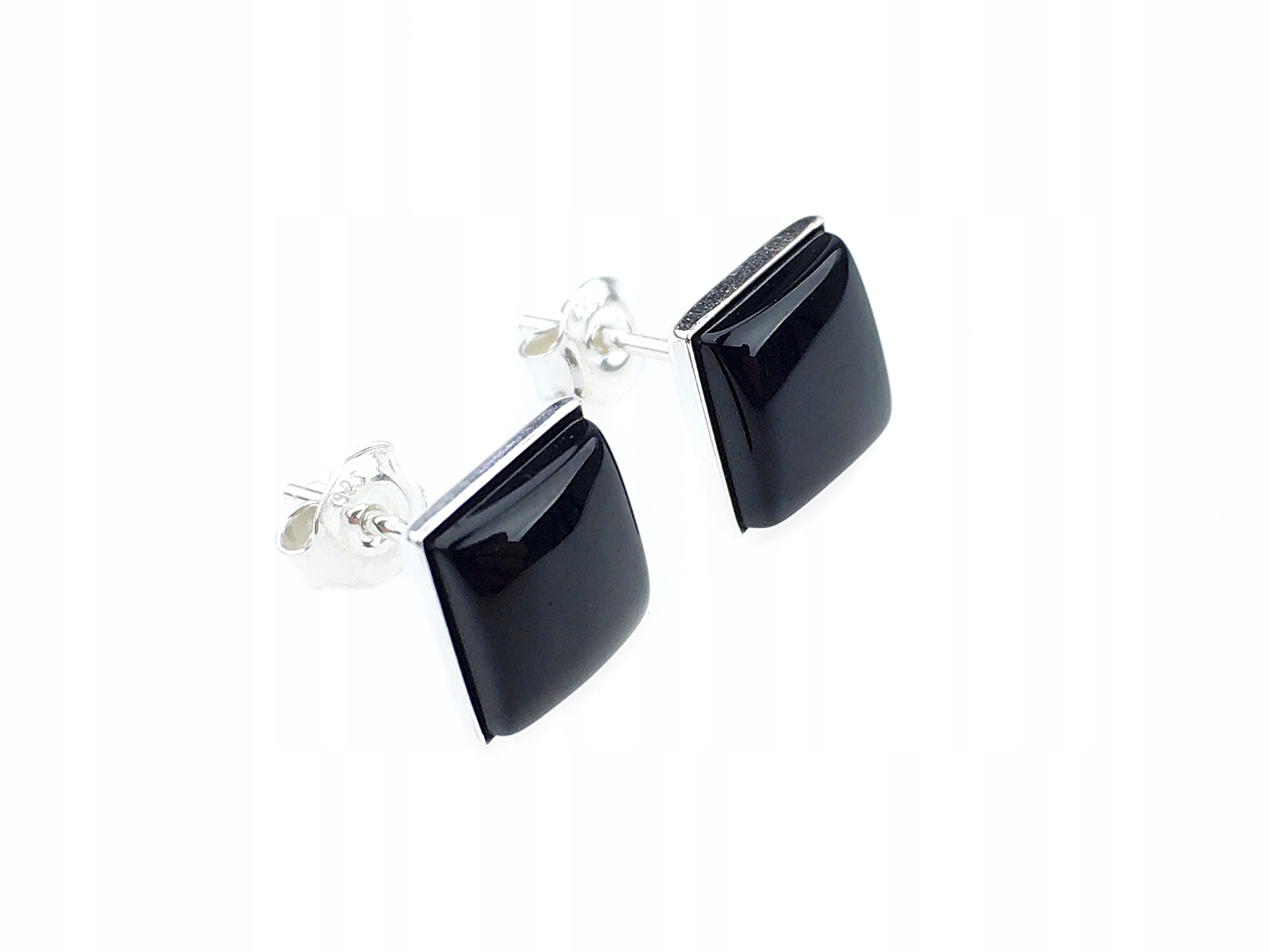 

Kolczyki wkrętki czarny onyks srebrne srebro pr925