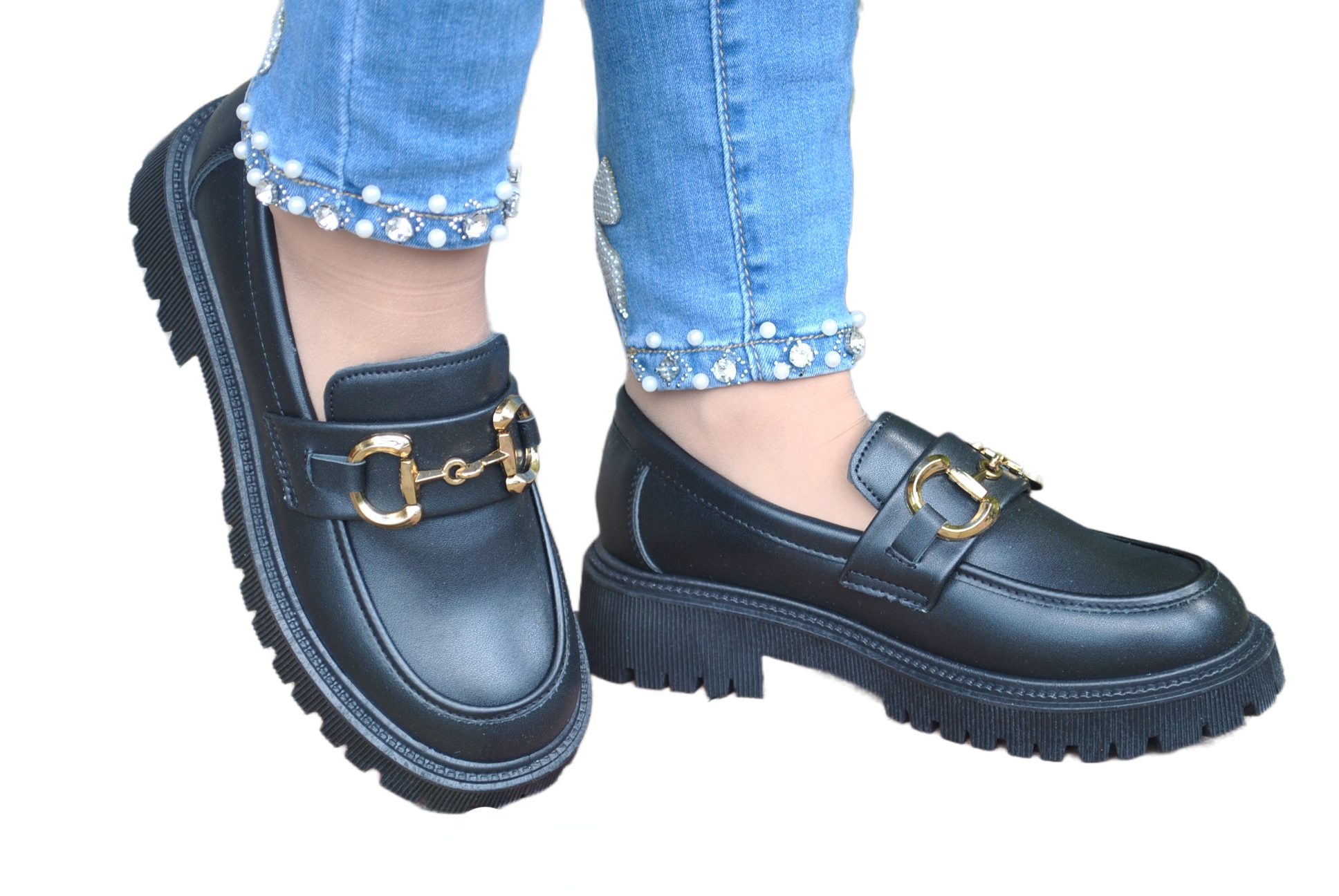 

Modne Buty Mokasyny Półbuty Skóra Grubej Podeszwie