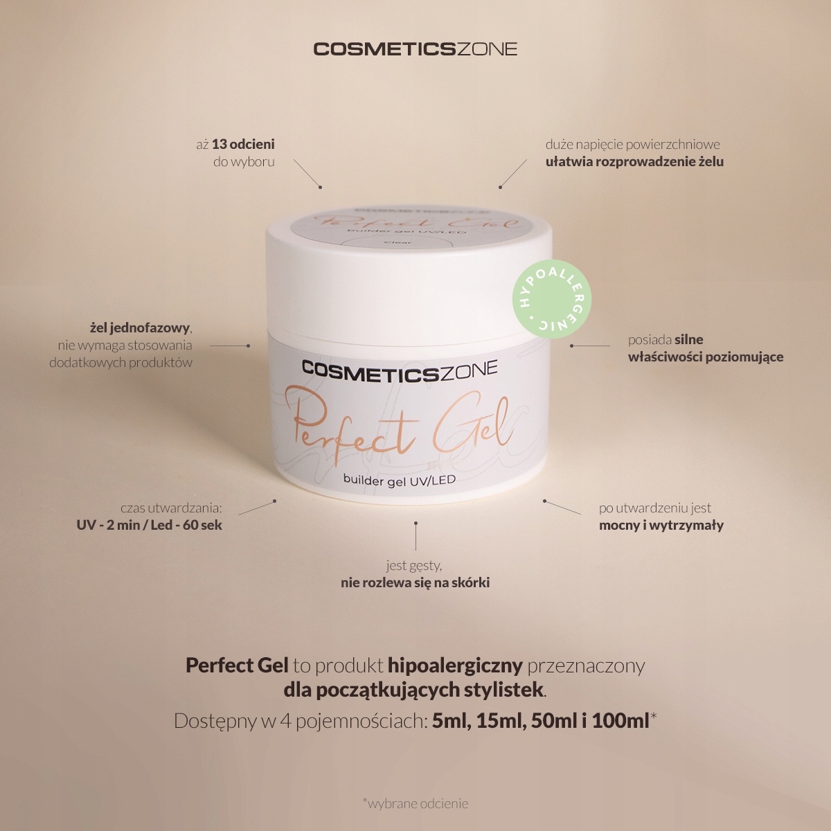 COSMETICS ZONE ŻEL UV LED PINK PRZEZROCZYSTY 15ML Marka Cosmetics Zone