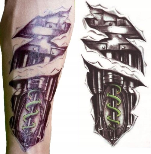 Tatuaż Robot Mechaniczna Ręka Robota Silnik 3D 51