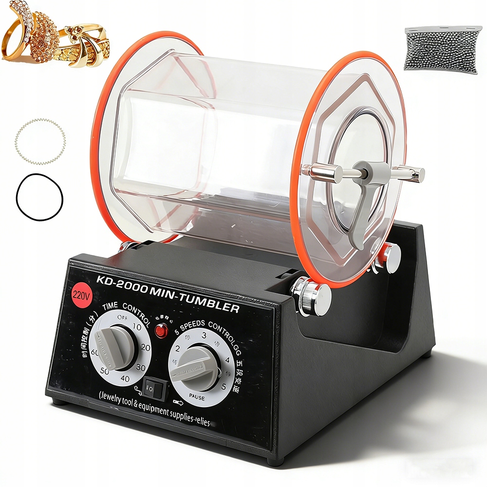 Bęben Polerski Maszyna Do Polerowania Biżuterii 5 Prędkości Z Timerem 60W