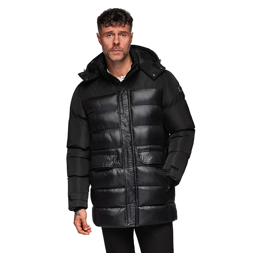 Pánská prošívaná bunda s vysokým límcem černá V1 OM-JALJ-0266 vel. XXL