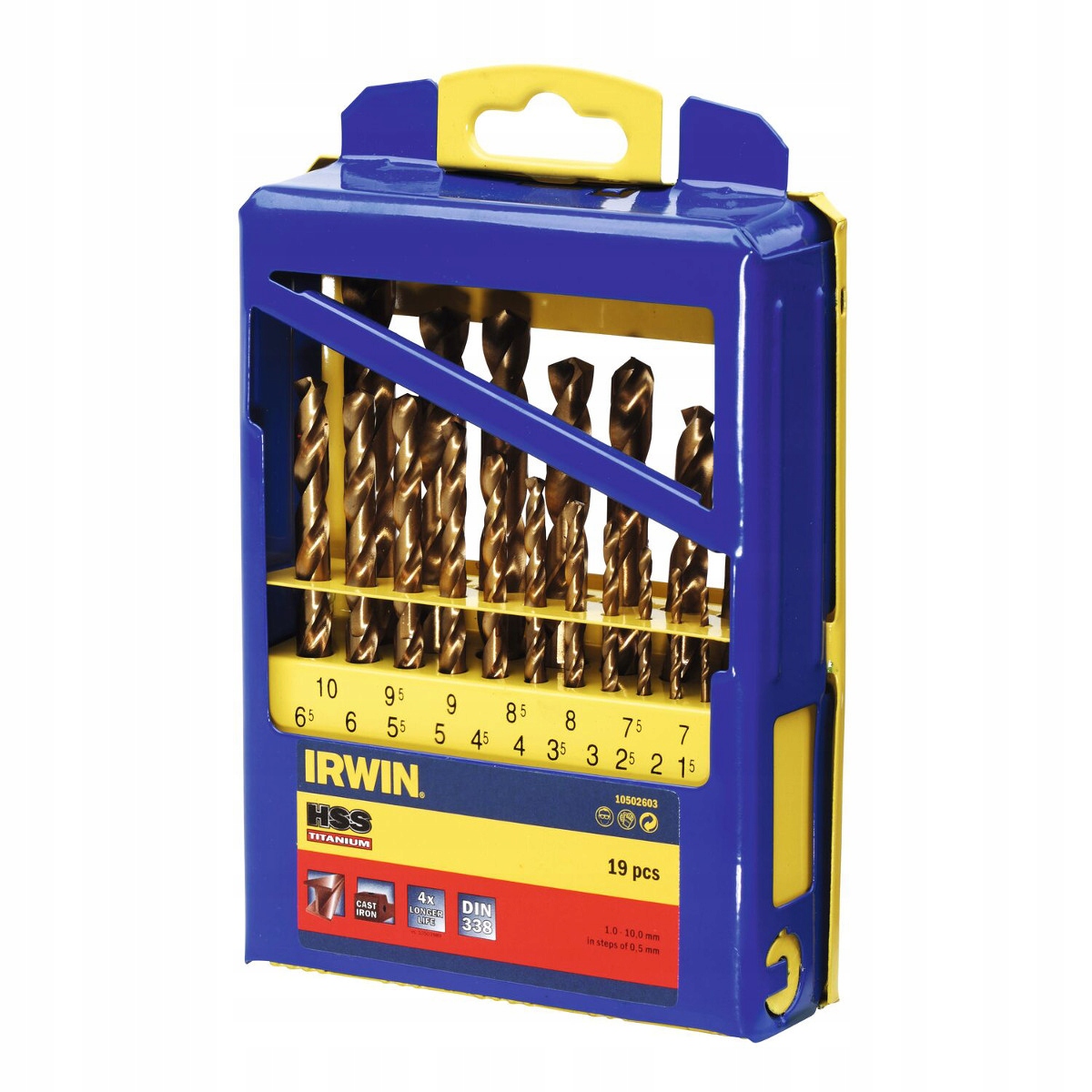 Сверла по металлу 1-10 мм 19 шт. HSS-Pro Titanium IRWIN