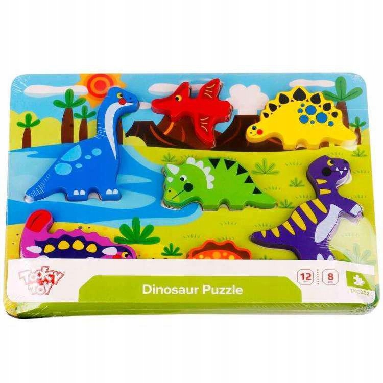 Drewniane grube puzzle - dinozaury, Tooky Toy