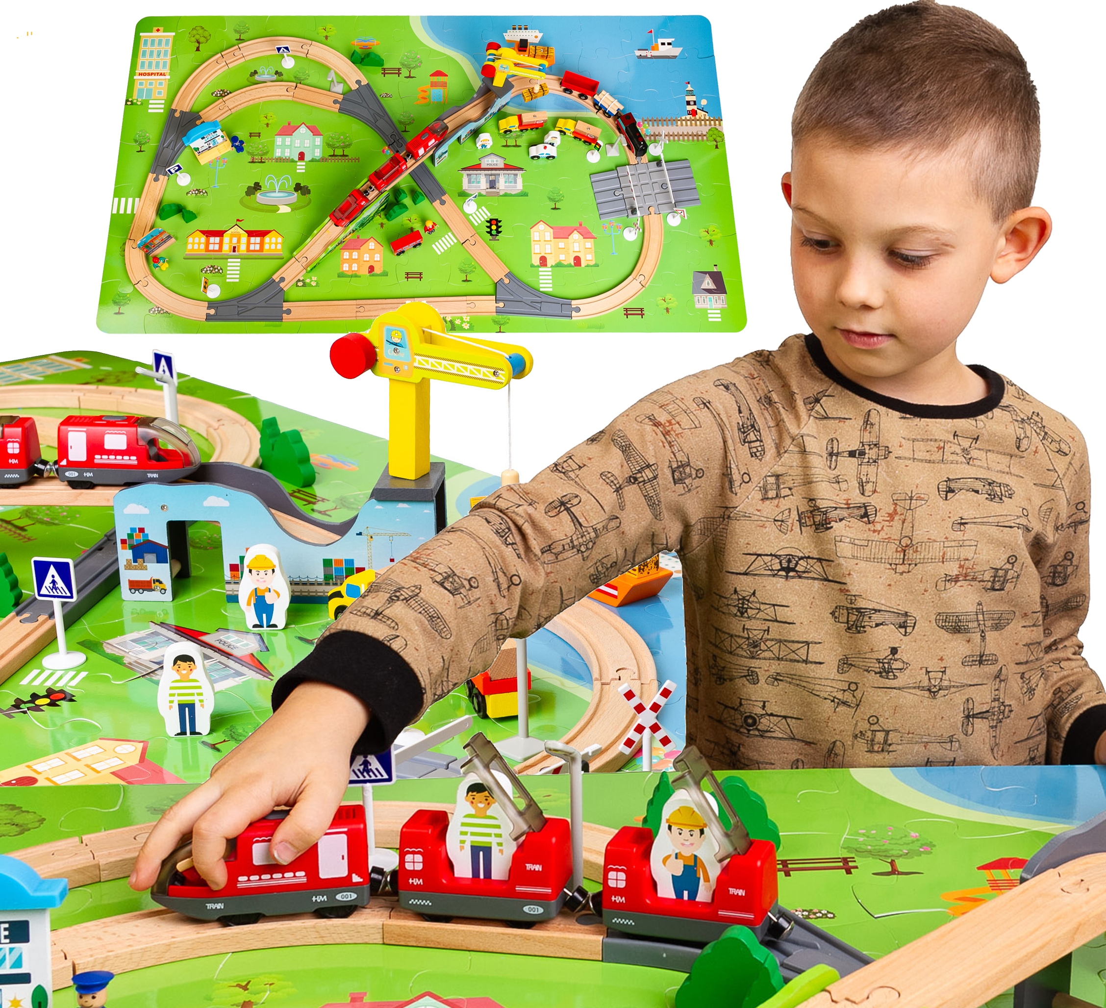

Ogromna Drewniana Kolejka XXL Puzzle mata Pociąg