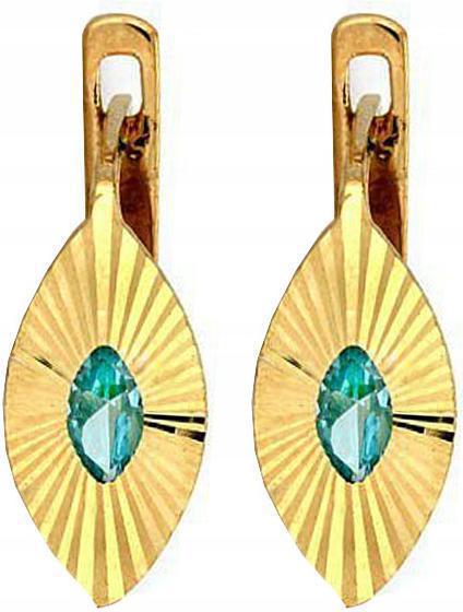 Zlaté náušnice 585 plátky mandle zirkony 1.6 g elegantní vzor pro ni