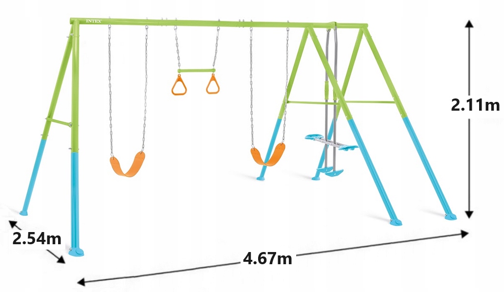 INTEX 44130 HUŚTAWKA OGRODOWA 4w1 467x254x211cm PLAC ZABAW DLA DZIECI EAN (GTIN) 6941057425269