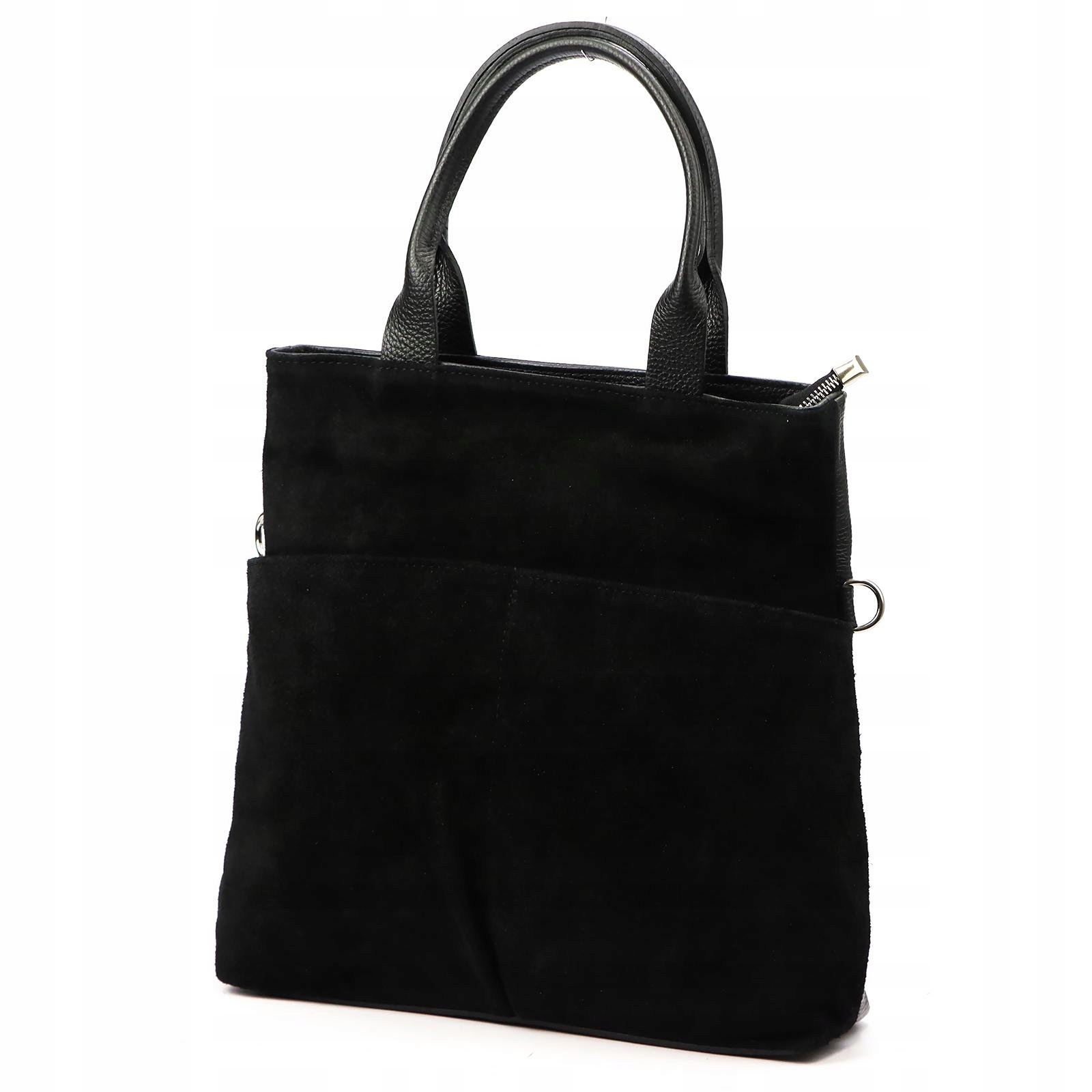 Dámská shopper kabelka z přírodní kůže černá A4 Luka