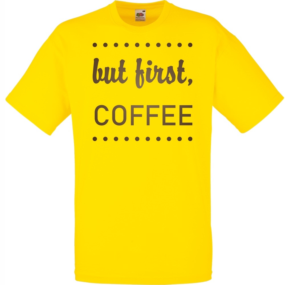 

Koszulka but first coffee kawa XXL żółta jaskrawa
