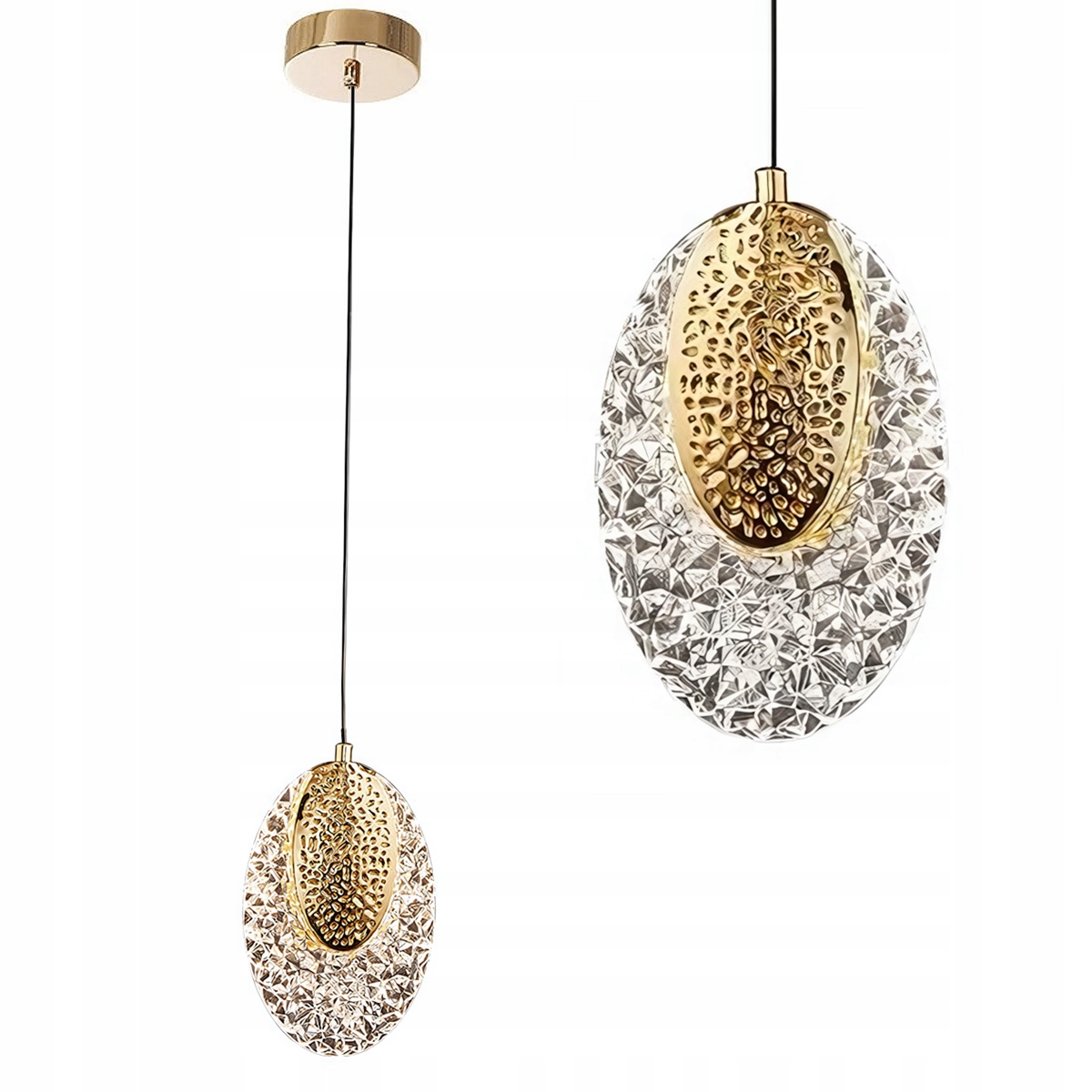 Lampa Sufitowa Wisząca Led Kryształowa Złota Transparentna Glamour Toolight